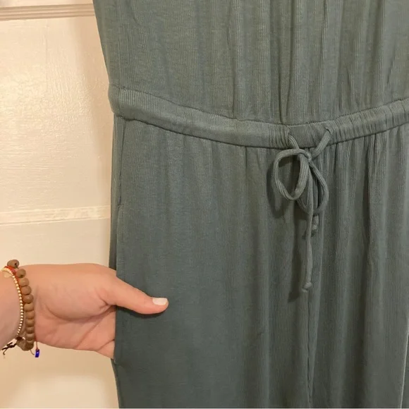 Spiritual Gangster Women's Carmela Rib Cinched Jumpsuit in Dusty Olive NWOT - Picture 6 of 9